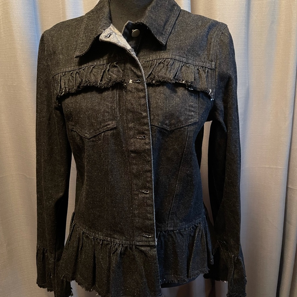Black denim jacket with some ruffles!!!